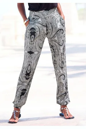 Lascana Jerseybroek met paisleydruk en zakken, elastische tailleband, zomerbroek