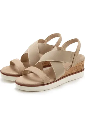 Lascana Sandaaltjes Sandaal, zomerschoen met sleehak en elastische bandjes VEGAN