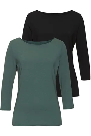 Lascana Shirt met 3/4 mouwen van elastische katoen-modal kwaliteit (Set van 2)