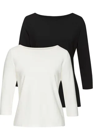 Lascana Shirt met 3/4 mouwen van elastische katoen-modal kwaliteit (Set van 2)