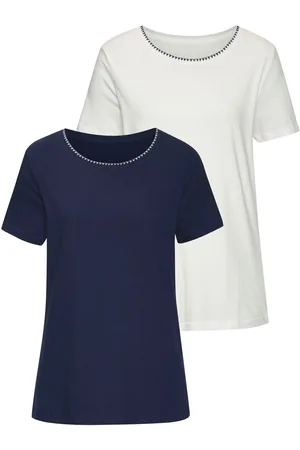 vivance collection T-shirt Met modieuze contrastborduursel (Set van 2)