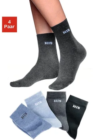 H.I.S Basic sokken met ingebreid logo (set, 4 paar)