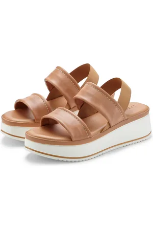Lascana Plateausandaaltjes Zomerschuh, sandalen, bandjesandalen, open schoen, Sandalette van leer met modieus comfortabele plateausole