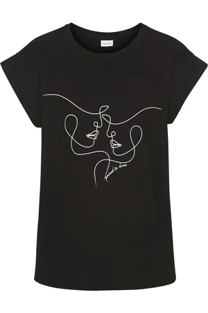 Lascana Shirt met korte mouwen met frontprint, t-shirt van katoen, printshirt, basic