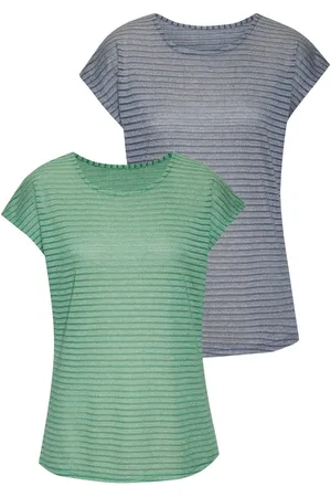 vivance collection Shirt met korte mouwen In streep-look van onderhoudsvriendelijke viscosekwaliteit (Set van 2)