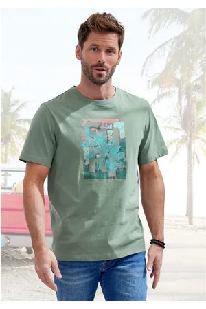 john devin T-shirt Ronde hals shirt met surf-print van 100% katoen