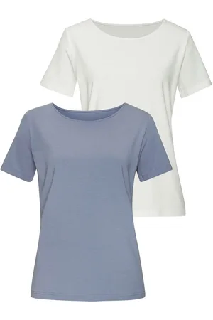 Lascana T-shirt Met ronde hals van elastische katoen-modal kwaliteit (Set van 2)