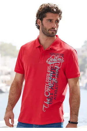 john devin Poloshirt met grote print aan de voorkant van katoen-piqué