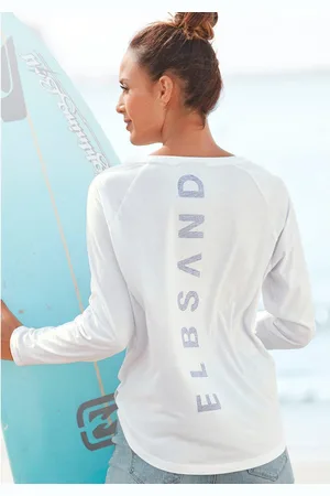 ELBSAND Longsleeve TINNA met logoprint op de rug, shirt met lange mouwen van een katoenmix, sportief-casual
