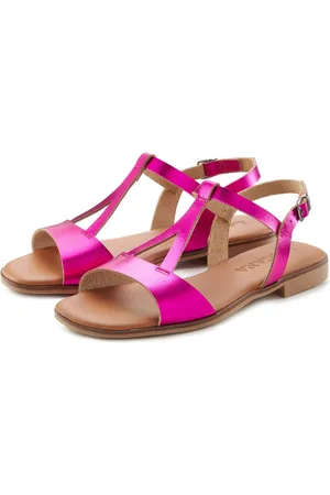 Lascana Sandalen Zomerschoen van leer in metallic-look, sandaal, zomerschoen
