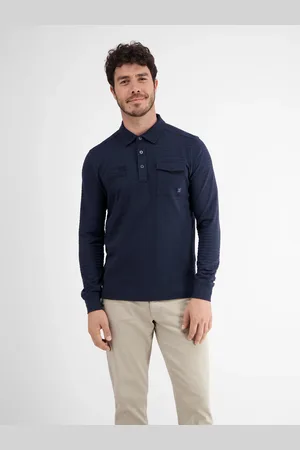 Lerros Polo met lange mouwen. gestreept