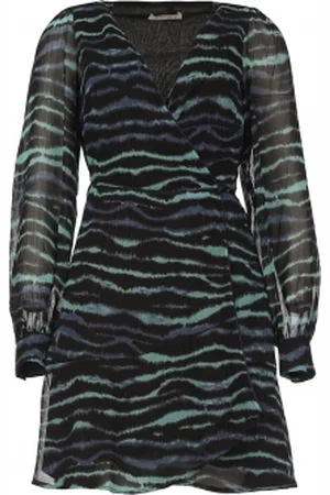 FREEBIRD Wikkeljurk met zebra print Bora turquoise