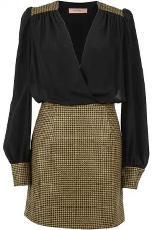 Twin-Set Jurk met pied-de-poule print Abito