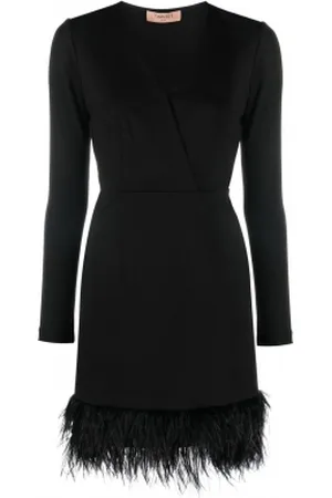 Twin-Set Getailleerde jurk met veren Mila