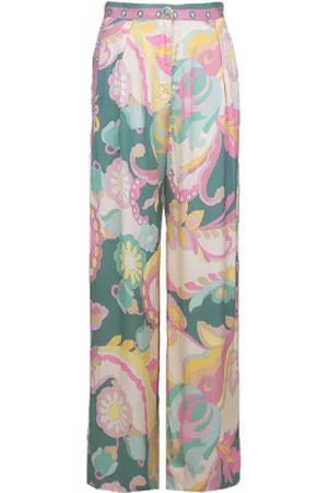 Louizon Satijnen viscose broek met print Sanpedro