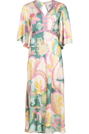 Louizon Satijnen viscose print jurk Salinas