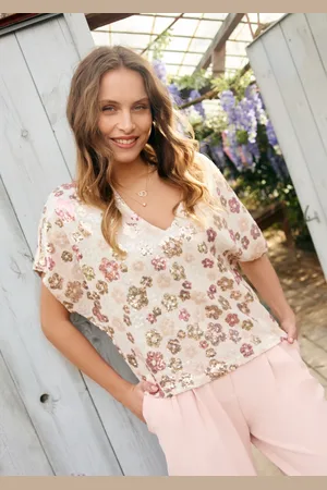 LolaLiza Blouse met pailletten en bloemen