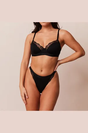 Lounge Underwear Ribbed Balcony BH - Zwart