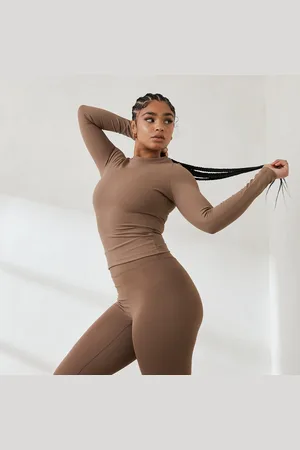 Lounge Underwear Essential Geribd Top met Lange Mouwen - Koffie
