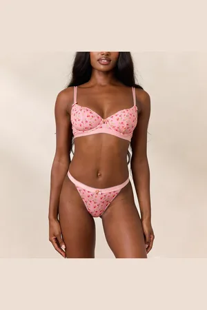 Lounge Underwear Rosebud Ribbed Balcony BH - Roze Bloemenprint