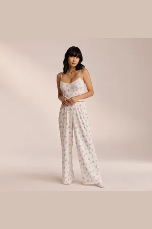 Lounge Underwear Pointelle Pyjamabroek - Bloemig Wit
