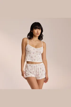 Lounge Underwear Pointelle Cami Pyjama Top - Bloemig Wit
