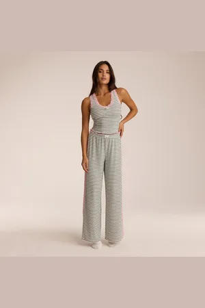 Lounge Underwear Kanten Pyjamabroek - Groene Strepen