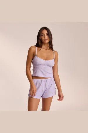 Lounge Underwear Pointelle Cami Pyjama Top - Bloemig Lila
