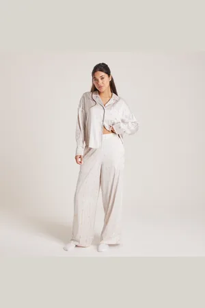 Lounge Underwear Satin Pyjamabroek met Strijk - Parel