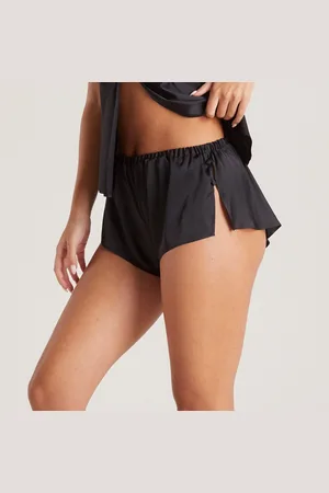 Lounge Underwear Mini Satijnen Pyjama Shorts - Zwart