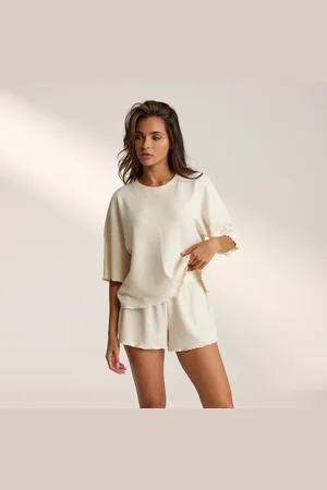 Lounge Underwear Soft Waffle Pyjama Top - Cr??me