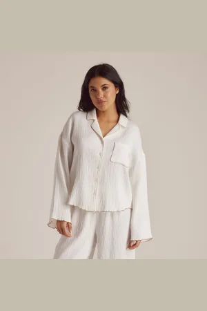 Lounge Underwear Crinkle Pyjama Shirt - Wit