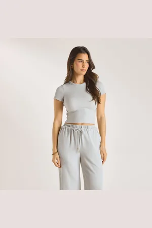 Lounge Underwear Waffle Baby Tee - Frost Grijs