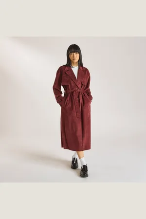 Lounge Underwear Suedette Trenchcoat - Wijnrood
