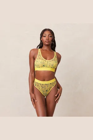 Lounge Underwear Floral Mesh Bralette - Geel