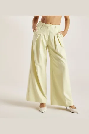 Lounge Underwear Geweven Broek met Wijde Pijpen - Karnemelk Geel