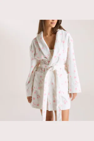 Lounge Underwear Korte Towelling Kamerjas - Bloemenprint