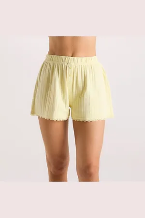 Lounge Underwear Pointelle Pyjama Shorts - Boterbloem Geel