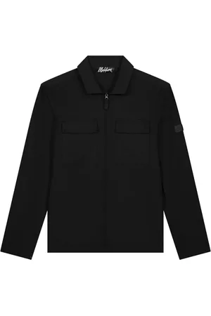 Malelions Men Cotton Zip Overshirt | Black