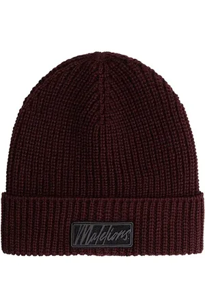 Malelions Men Ribbed Logo Beanie | Burgundy