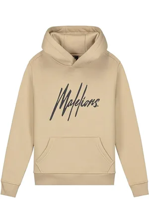 Malelions Junior Striped Signature Hoodie | Light Brown/Navy
