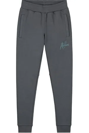 Malelions Junior Striped Signature Sweatpants | Dark Grey/Ice Blue