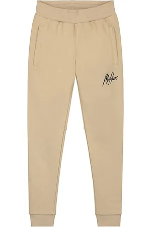 Malelions Junior Striped Signature Sweatpants | Light Brown/Navy