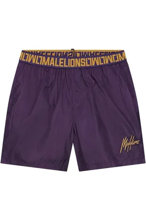 Malelions Men Venetian Swim Shorts | Purple/Gold