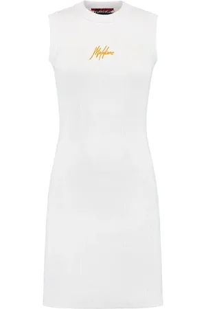 Malelions Women Signature Dress | White/Orange
