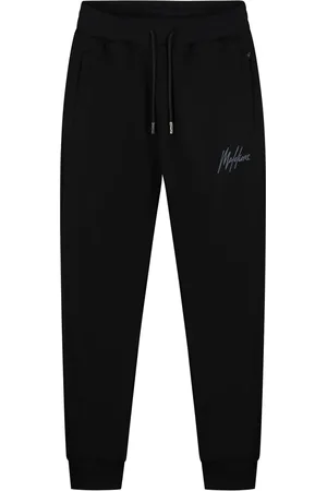 Malelions Men Striped Signature Sweatpants | Black/Blue Slate