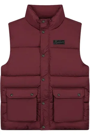 Malelions Men Crinkle Padded Vest | Burgundy