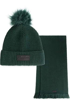 Malelions Women Knitted Beanie Scarf Set | Army Green