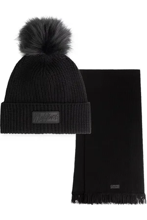 Malelions Women Knitted Beanie Scarf Set | Black