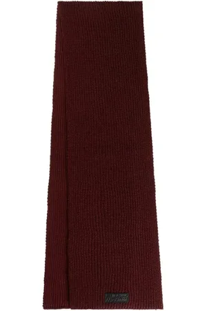 Malelions Men Ribbed Logo Scarf | Burgundy